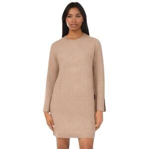 NWT Halogen Crewneck Long Sleeve Mini Sweater Dress Taupe Size XXL